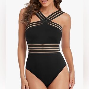 NWT Hilor One Piece Women’s Swimsuit, Bathing Suit, Cutouts, Size XL in Black